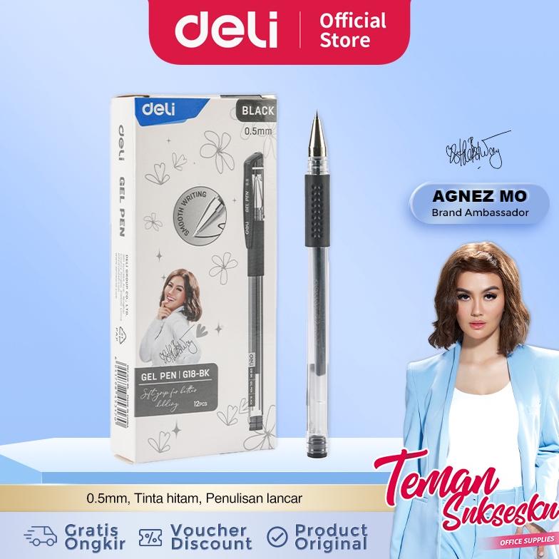 

[DELI X AGNEZ MO] Deli Gel Pen / Pulpen Gel 0.5mm Nyaman Digenggam CG18-BK 1 PCS