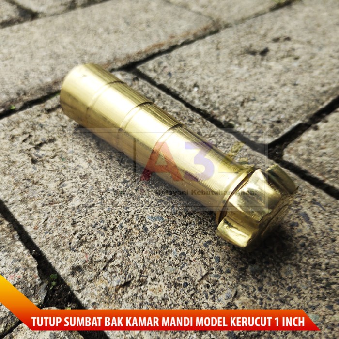 Ready stok Tutup Sumbat Bak Air Kamar Mandi 1 Inch Kuningan Model Kerucut