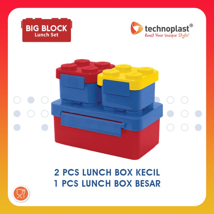 Technoplast Big Block Lunch Box Set/Tempat Makan Block Set