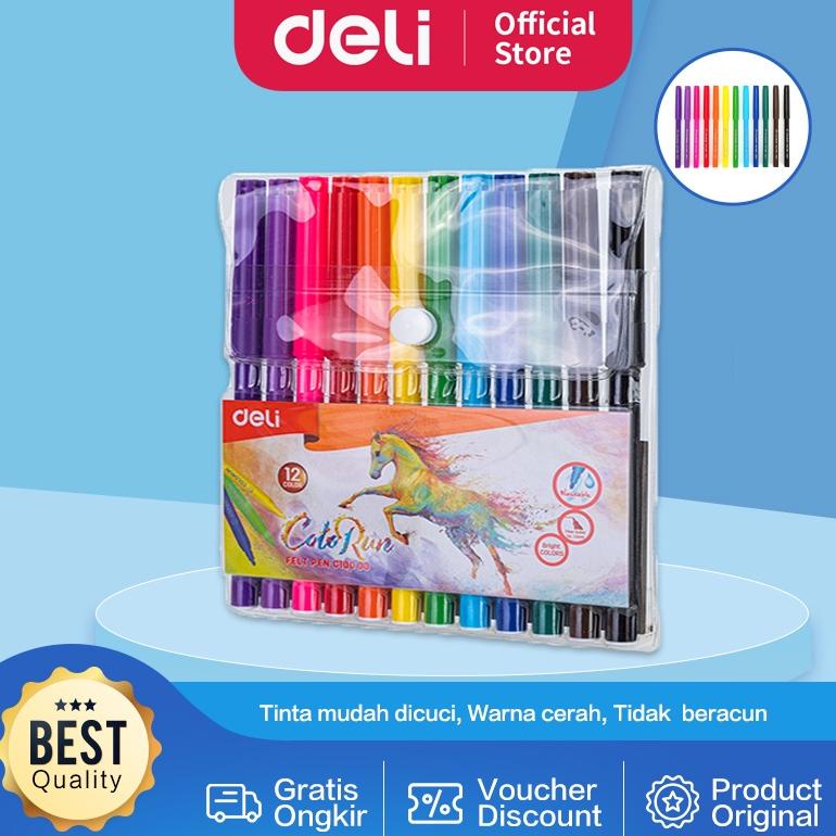 

Deli Spidol Warna - Felt Pen dapat dicuci 1.0mm 12 Warna EC10003