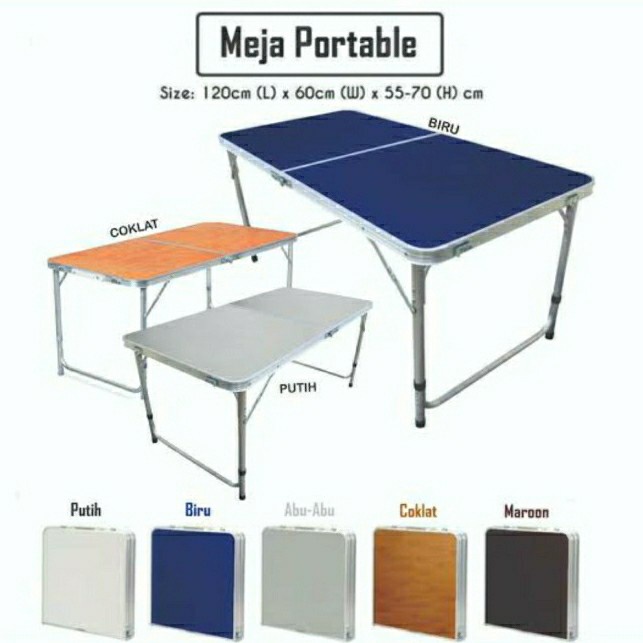 Ready stok Meja Lipat Koper HPL Alumunium /Meja Lipat Portable