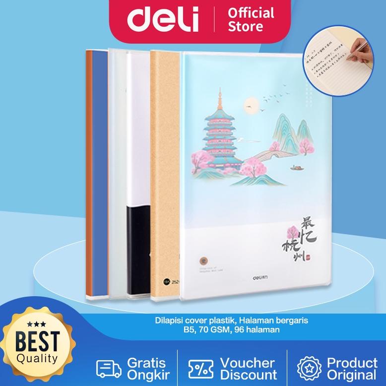 

Deli buku notebook sampul plastik B5 96 lembar, desain kecil dan lucu T1696