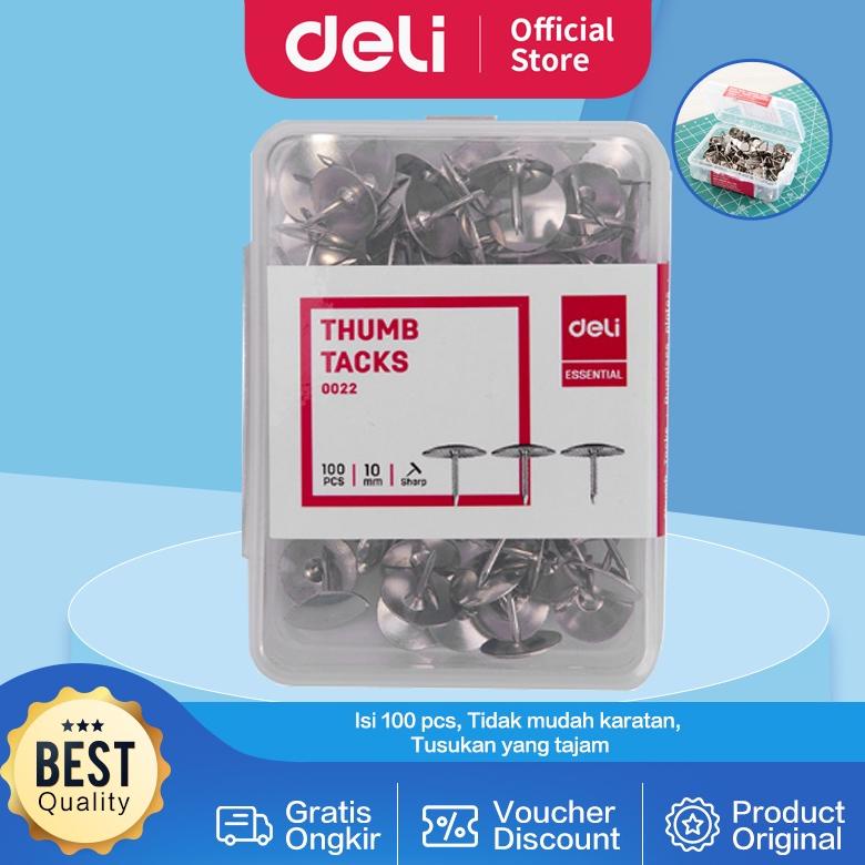 

Deli Paku Payung-Thumb Tacks / Kebutuhan Kantor 10mm 100pcs/box E0022