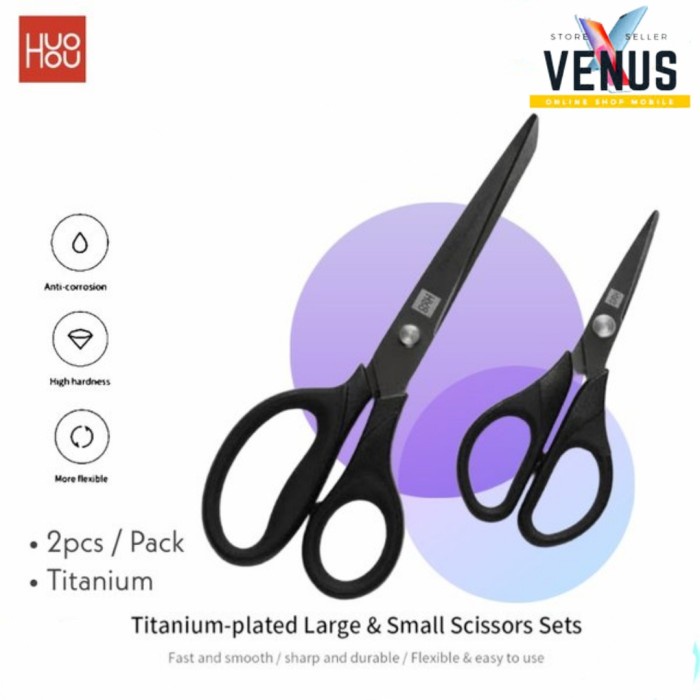 

Promo Huohou Scissors 2Pcs Set Gunting Berlapis Titanium