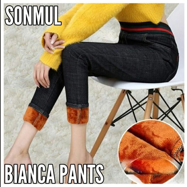 Manchu Thermal Winter Pants Cashmere Celana Legging -Hitam