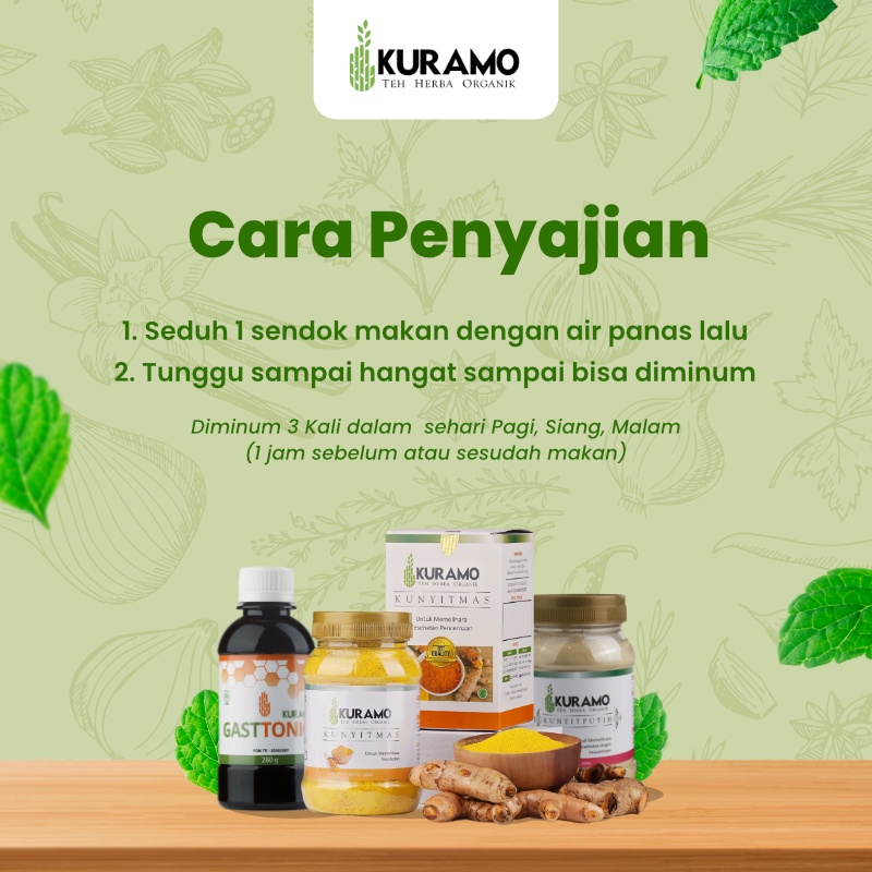 

Obat Haid Kunyit Putih Bubuk Kuramo Teh Jamu 200Gr Kemasan Botol