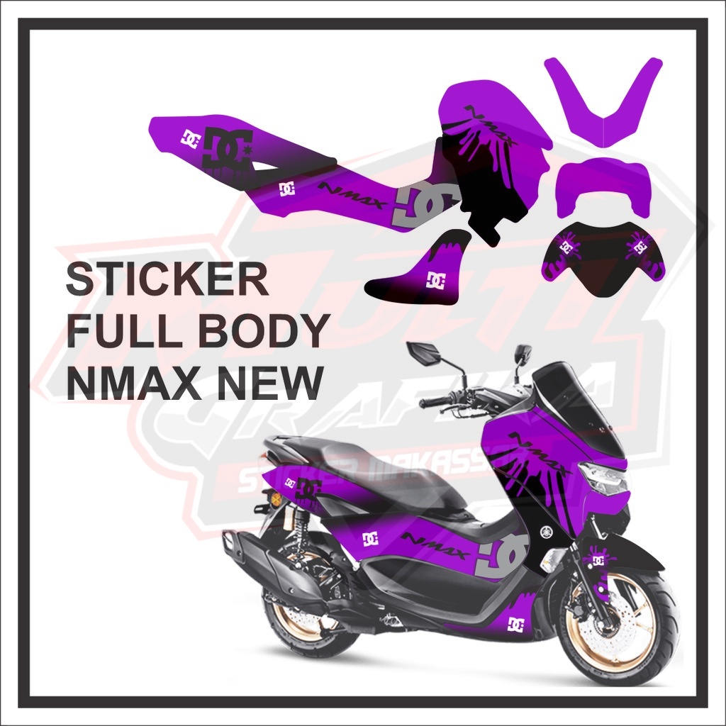Decal Motor NMAX NEW Full Body Sticker NMAX Baru Motif Garis Hijau dan Hitam