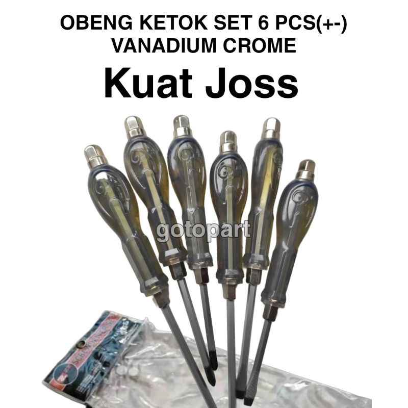 Obeng ketok set 6 pcs plus minus VANADIUM CROME obeng ketok kuat set obeng getok plus obeng minus