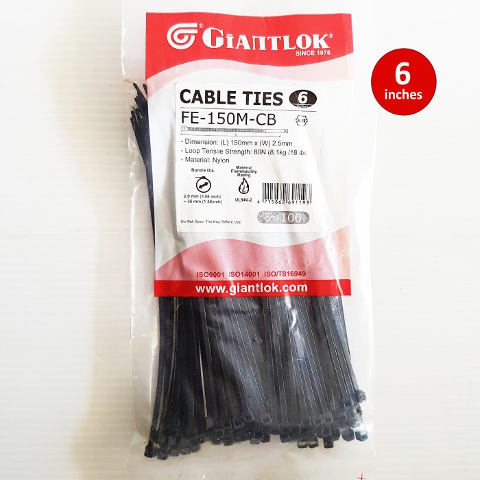 

Cable Ties Giantlok 15 CM - Kabel Ties Hitam 150mm x 2.5mm