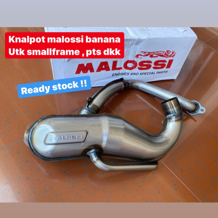 Knalpot Malossi banana silver utk vespa smallframe pts dkk