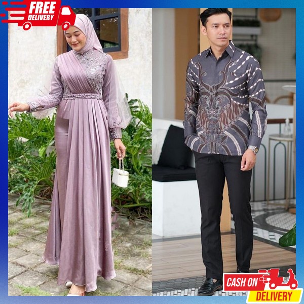 Kapelan Gmis Suami Istri Baju Sarimbit Famis Pasangan Satu Pasang Kapel Cople Baju Muslim Gamis Dan 