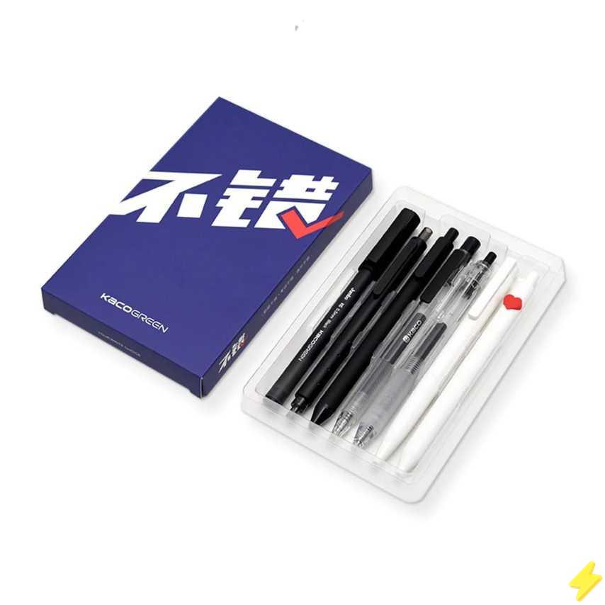 

[PROMO] Kaco GREEN Right Choice Set Pena Pulpen Gel 0.5mm Tinta Hitam 7 PCS - K100
