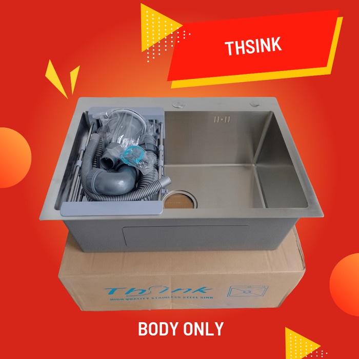 KITCHEN SINK STAINLESS TEMPAT PISAU THSINK 6045 BUNDLING LENGKAP