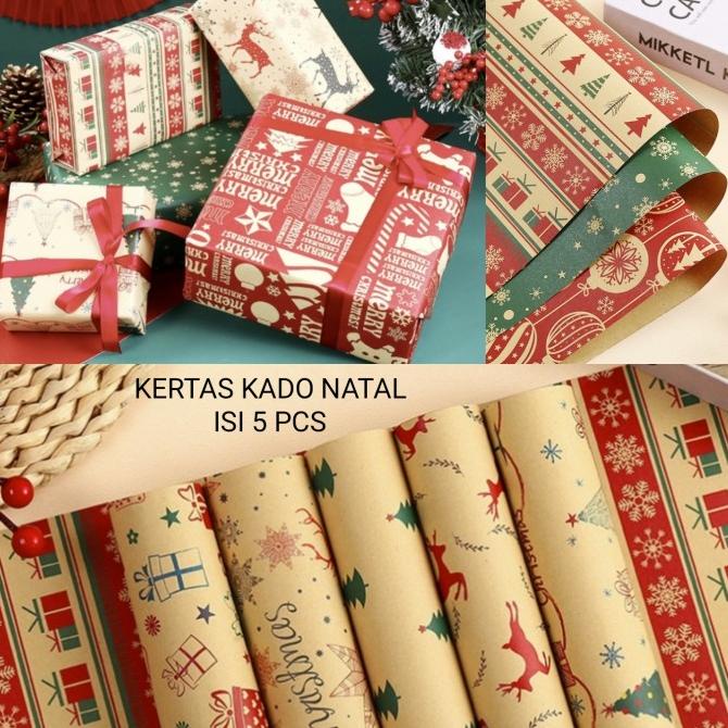 

\"\"\"\] Kertas Kado Natal Christmas Tebal Premium Size 50 x 70 cm - ISI 5 PCS
