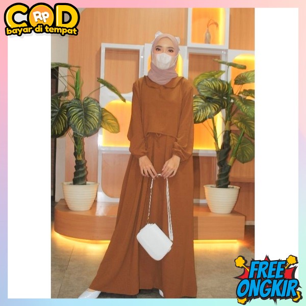 Baju Dress Polos Tanggung Ibu Hamil Games Kekinian Midi Dress Muslimah Cod Dress Gamis Muslim Import