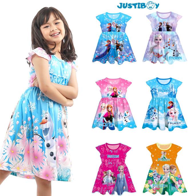 Best Sales Dress Baju Anak Perempuan Frozen Lengan Pendek / Daster Anak Cewek Berkualitas