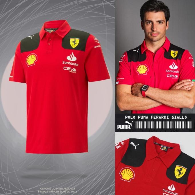 POLO SHIRT FERRARI RACING TEAM F1 2023 GIALLO KAOS POLO PRIA PREMIUM