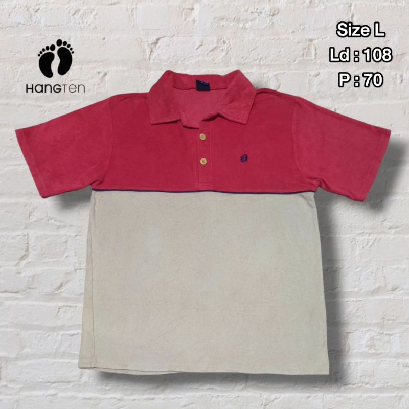 Kaos Polo Shirt Fleece Hangten Merah Two Color Putih Original Second Preloved