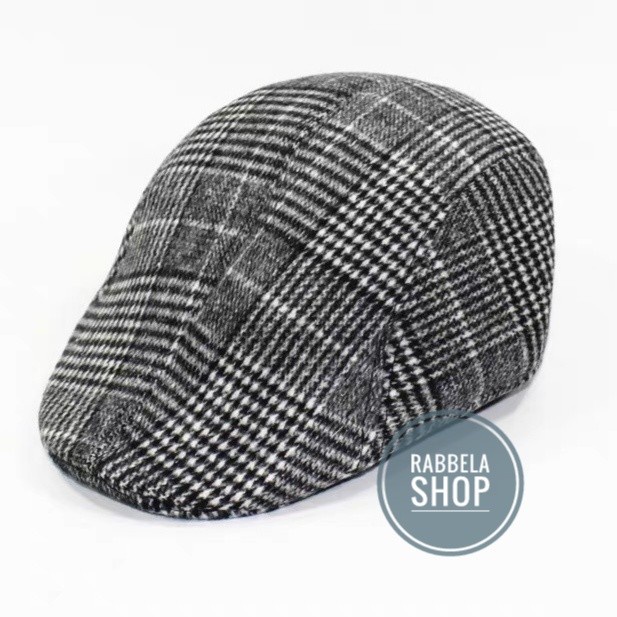 Topi Topi Painter Topi Flat Cap Baret Topi Seniman Cabbie hat Unisex Import - abu muda garis(N1Z4) T