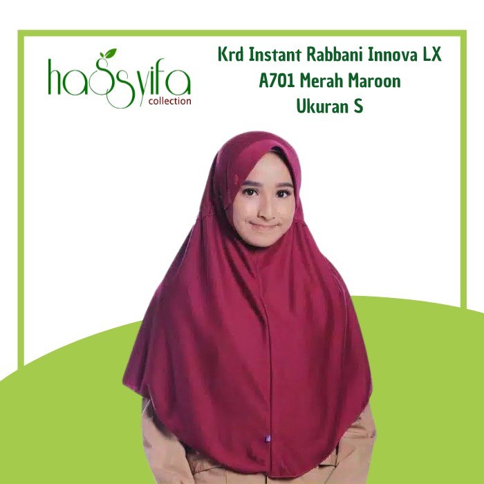 Kerudung Instant Rabbani Anak Sekolah Innova Lx Merah Maroon
