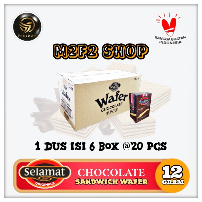 

Selamat Sandwich Wafer Original Chocolate Krim Cokelat 12Gr (Karton)