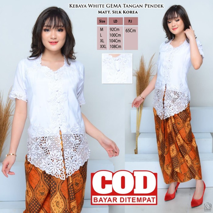 Atasan Kebaya Bordir Modern Putih / Kebaya Akad Nikah / Kebaya Wisuda