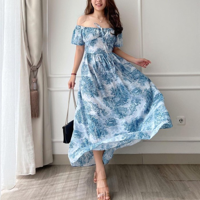8-994 MAXI LONG DRESS WANITA DRESS SABRINA PANTAI DRESS BUNGA