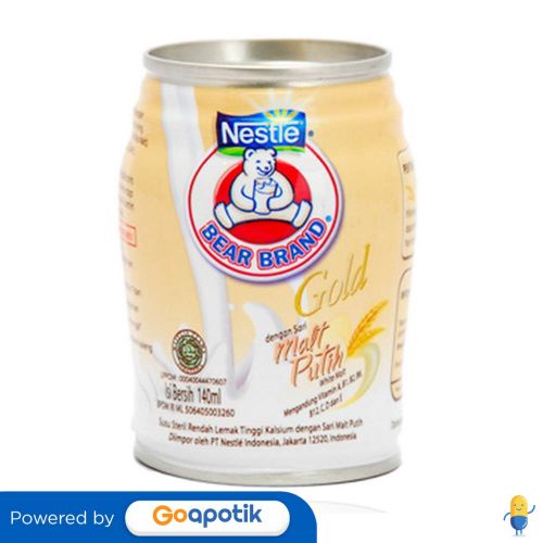 

BEAR BRAND GOLD SUSU STERIL MALT PUTIH 140 ML KALENG