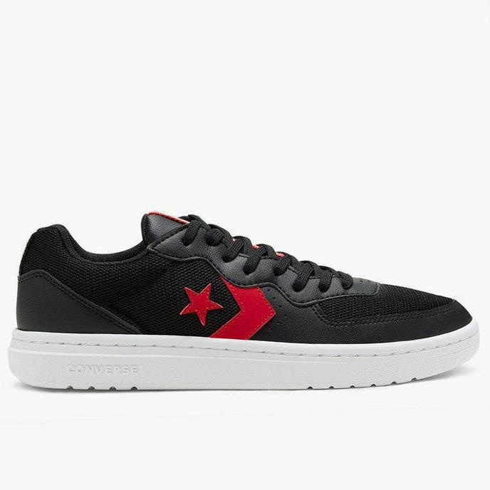 Sepatu Sneakers Pria Converse Rival Ox Leather Black Red White 167530C Lapaknyagino