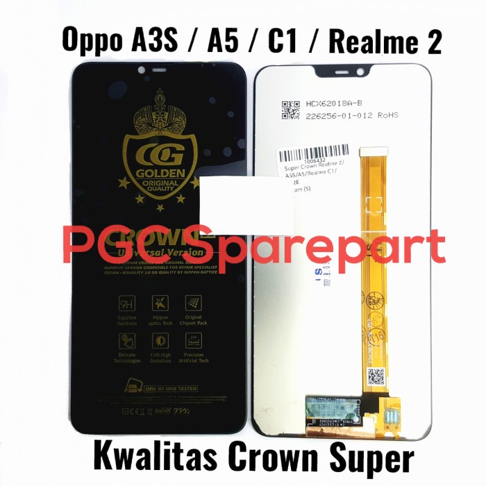 LCD Touchscreen Fullset Kwalitas Crown Super Oppo A3S A5 C1 Realme 2