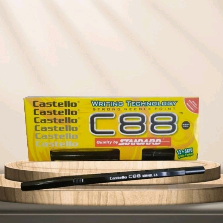 

(12+1) Bolpoin Standard Castello C88 Ballpoint Pulpen Tinta Hitam 0,5 Murah Grosir Lusin