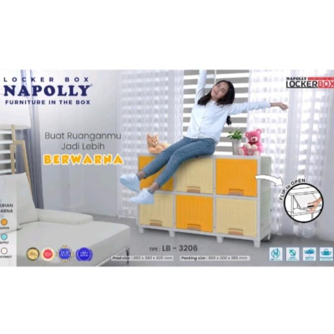] Lemari Plastik Flip Pintu Sliding Napolly Triple 9 Pintu Susun 3 Lock
