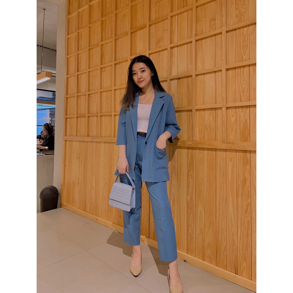 Setelan Blazer Wanita 1 Set  Terbaru 2023 Setcelan Blezerr Dewasa Hijab Setcell  Murah Bahan Oneset 