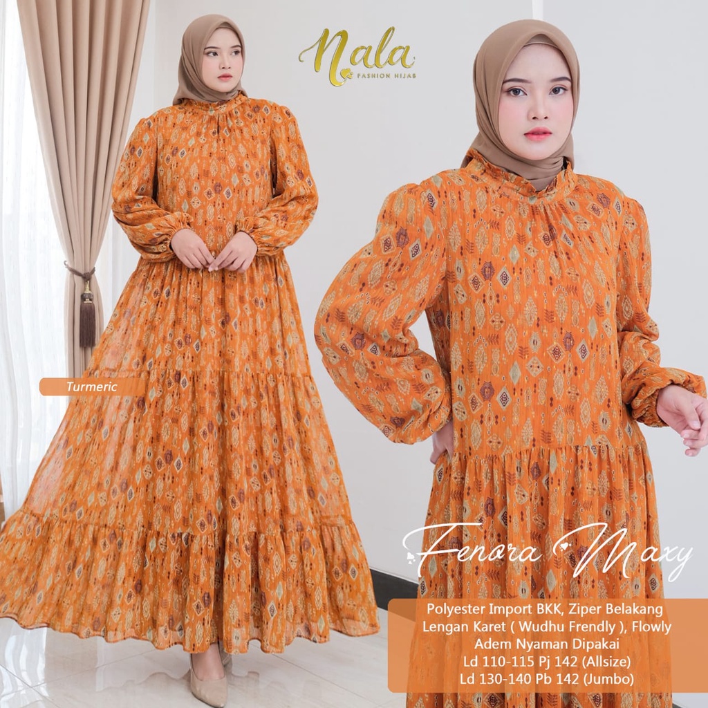 fenora maxy maxi dress dres pakaian baju gaun gamis pesta kondangan motif bunga wanita cewe cewek re