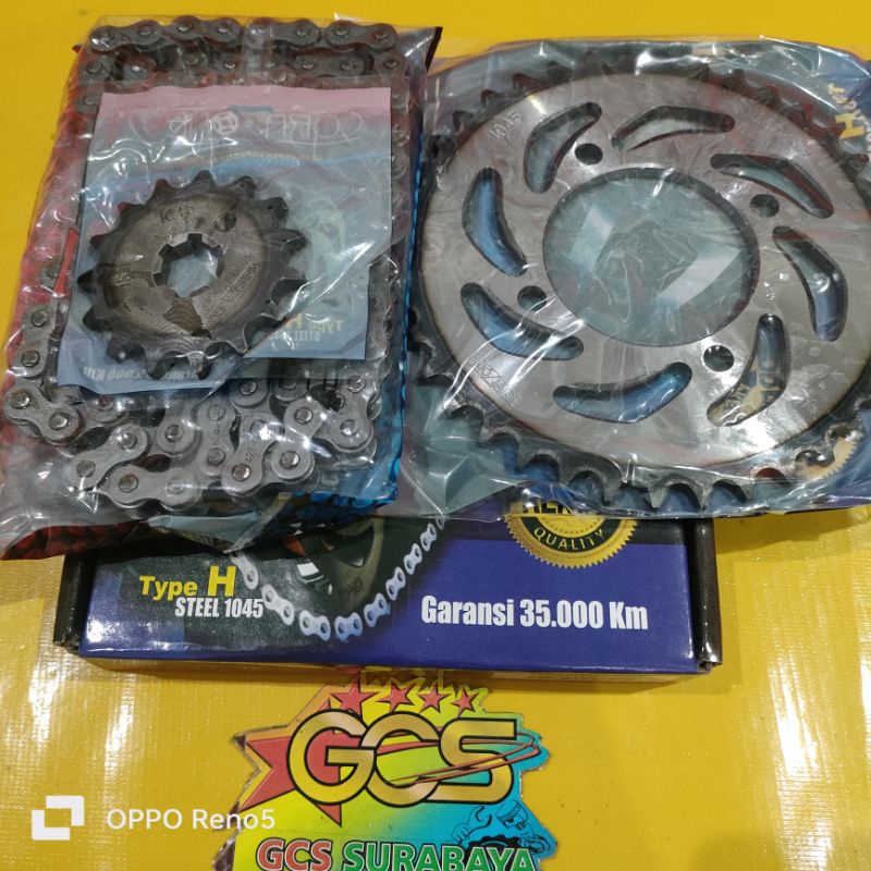 gear set,ger set,rantai gir paket full set Yamaha Jupiter mx old,Jupiter mx lama 2006 baja bakar asl