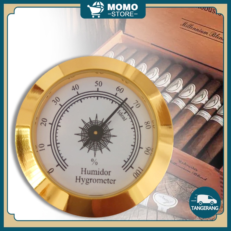 50MM Cigar Box Thermohygrometer Tertanam Thermo Hygrometer Kotak Cerutu Tipe Penunjuk Tanpa Baterai