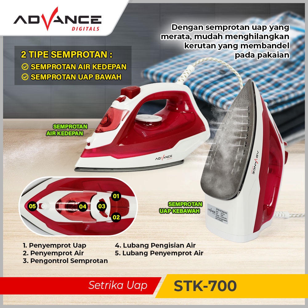 Setrika Uap Stk-700 / Seterika Uap / Setrika Uap Listrik Anti Lengket / Ready Seterika Uap Daya