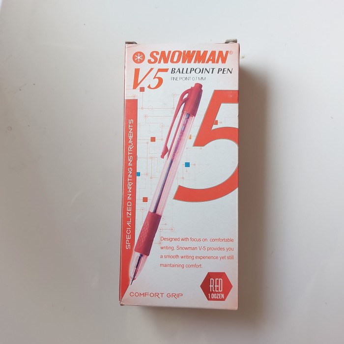 

Pulpen Snowman V5 0.7mm Merah 1 Lusin