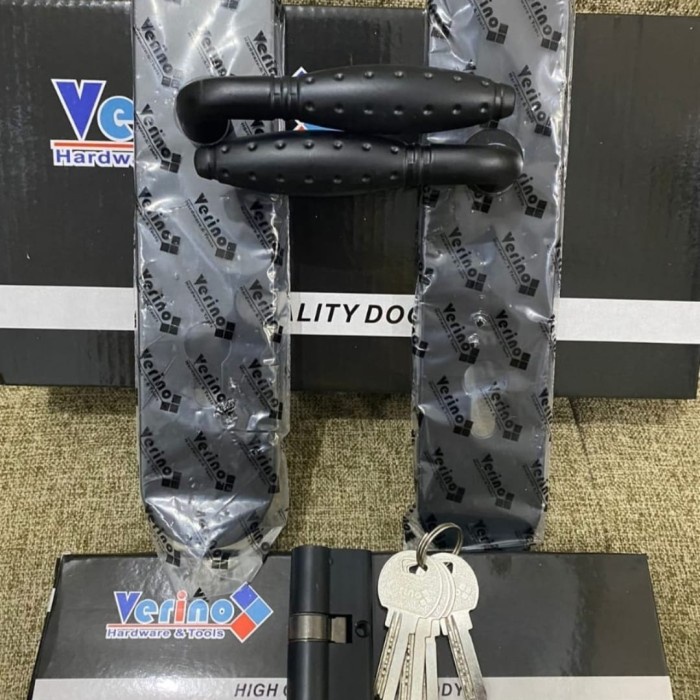 KUNCI PINTU RUMAH BESAR BLACK VERINO / BODY KUNCI 24 CM / HANDLE PINTU