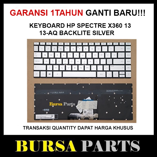 Keyboard Laptop HP Spectre X360 13 13-AQ Silver Backlite