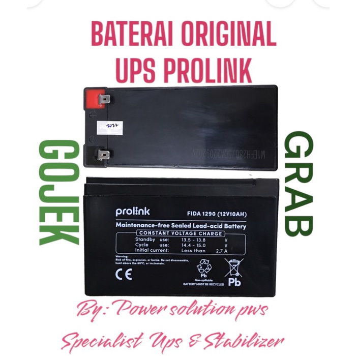 Accu Aki Battery Ups Prolink 12V 10Ah Baterai Prolink Fida 1290 OJOL