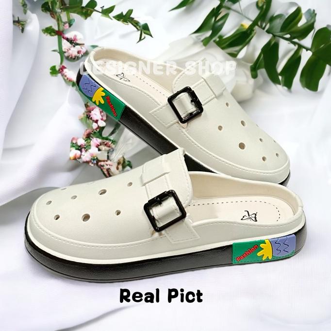 Ready Stock Sepatu Sandal Wanita Jelly Gesper Terbaru 2023 - Hitam , 35/36=23Cm