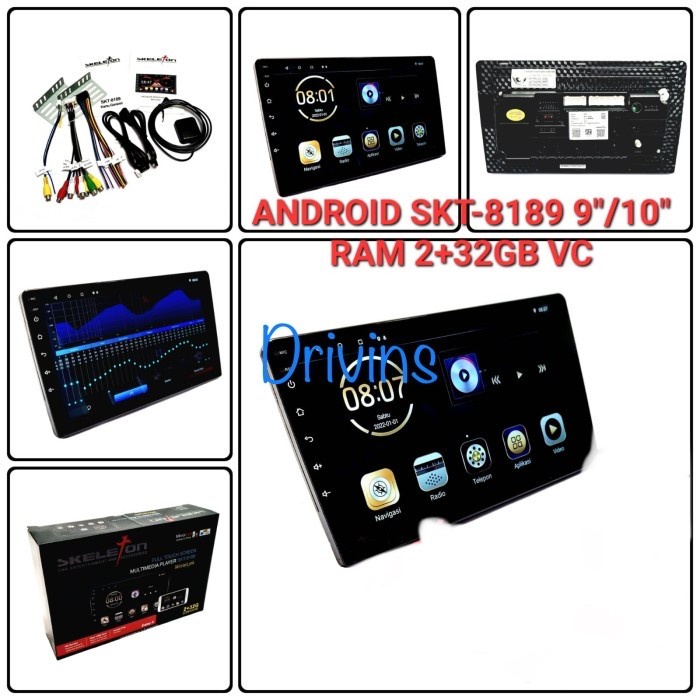 Head Unit Double Din Android Skeleton SKT-8189 9/10Inch Ram 2/32GB