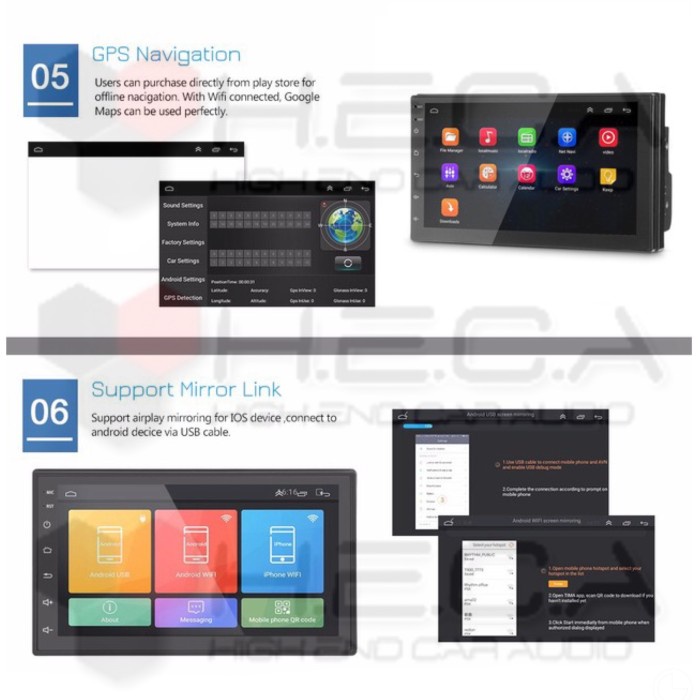 New Orca Adr-9988 Android 7 Inch Head Unit Double Din Tape Mobil Audio Original