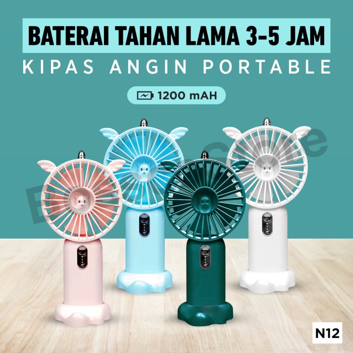 TERBARU Kipas Angin Kecil Portable 1200mAh 3-Speed Baterai Tahan Lama Premium /KIPAS ANGIN