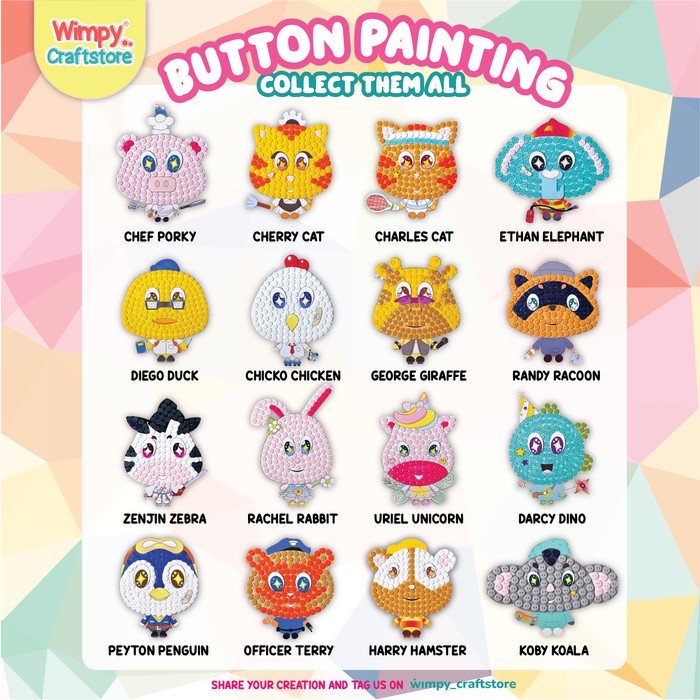 

Wimpy Paket Kerajinan Button Painting Diy Craft Kit Mainan Edukasi