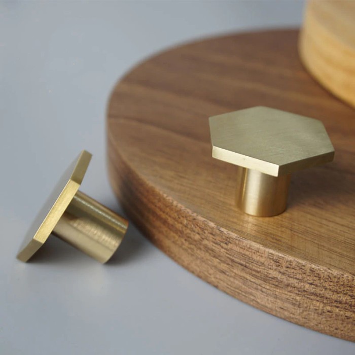 Gold Handle Brass Hexagon Knob Cabinet Pull Tarikan Laci Emas
