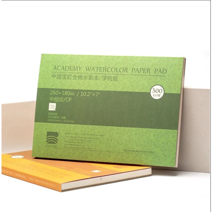 

Baohong Academy Watercolor Pad 260x180mm - 300gsm - 100% cotton