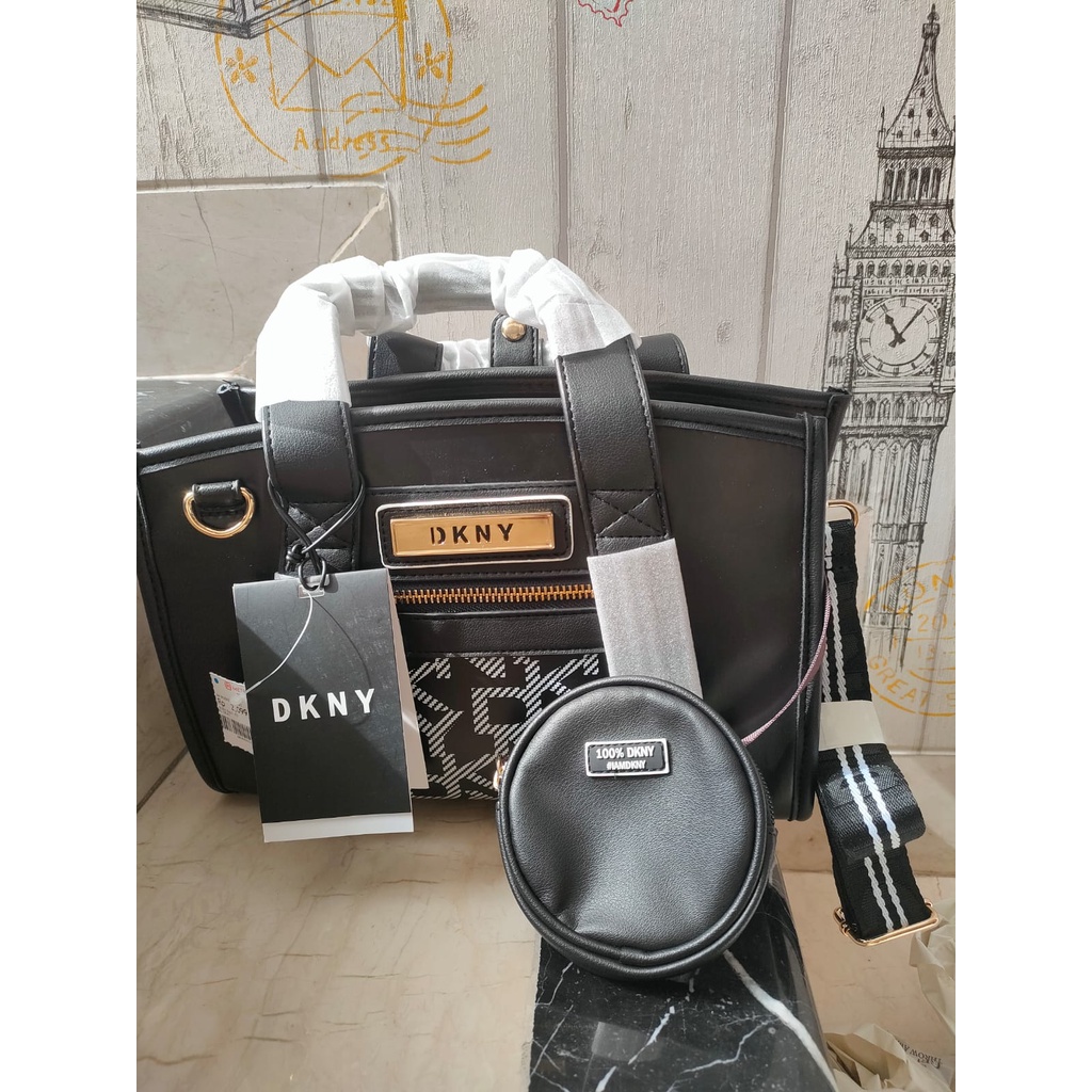 Tas DKNY Style DO690AH2 SML Weekender Black Logo Print Tas Sling Bag Original
