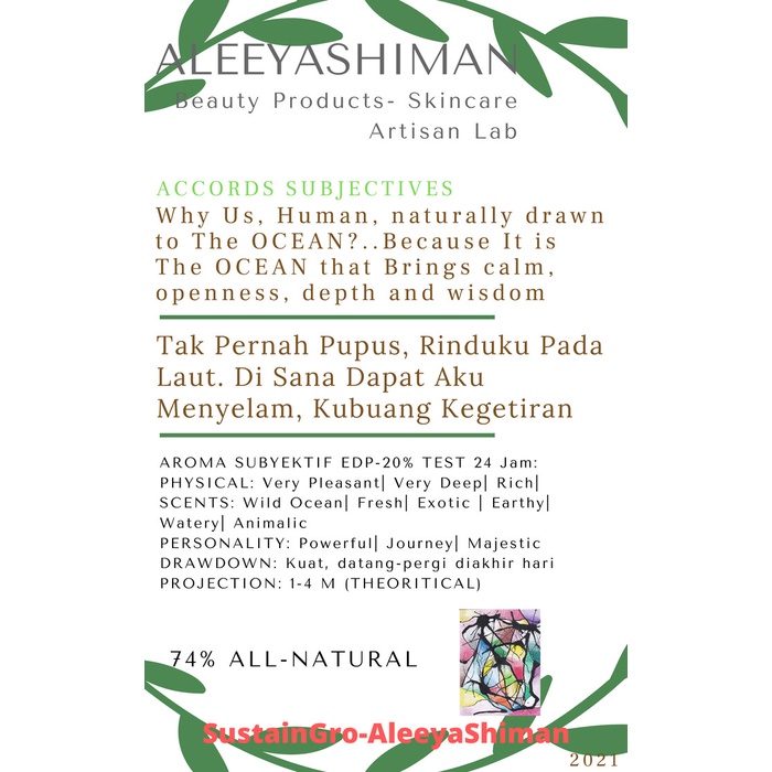 

SUSTAINGRO-ALEEYA ACCORD ALEEYA WHITE AMBERGRIS FOR FINE FRAGRANCE